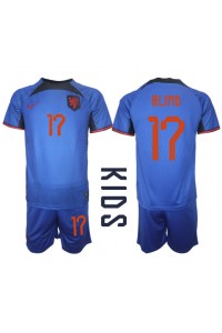 Alankomaat Daley Blind #17 Jalkapallovaatteet Lasten Vieraspeliasu MM-kisat 2022 Lyhythihainen (+ Lyhyet housut)
